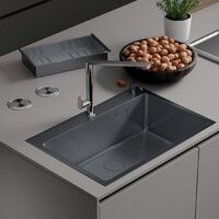 Кухонная мойка Roxen Simple 560220-70B PVD графит (с коландером и дозатором) - Изображение №3 — Chaika Market