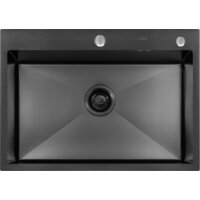 Кухонная мойка ARFEKA ECO AR 700*500 BLACK PVD NANO DECOR MILLET GRAINS - Изображение №4 — Chaika Market