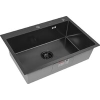 Кухонная мойка ARFEKA ECO AR 700*500 BLACK PVD NANO DECOR MILLET GRAINS - Изображение №3 — Chaika Market