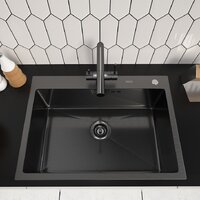 Кухонная мойка ARFEKA ECO AR 700*500 BLACK PVD NANO DECOR MILLET GRAINS - Изображение №2 — Chaika Market
