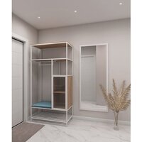 Стеллаж Hype Mebel Босс 100x200 (белый/древесина белая/велюр серый) - Изображение №2 — Chaika Market