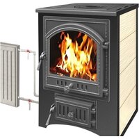 Свободностоящая печь-камин Везувий ПК-01(205) 12 кВт (с плитой и т/о, бежевый) — Chaika Market