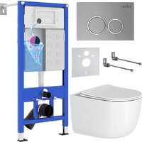 Унитаз подвесной Roxen Vortex Tornado в комплекте с инсталляцией StounFix Dual Fresh 6 в 1 964355 (кнопка: хром матовый) — Chaika Market