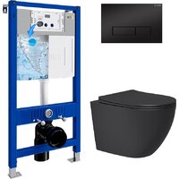 Унитаз подвесной Lauter Augsburg 21109EC + 21901002 (кнопка узкая, черный) — Chaika Market