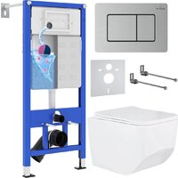 Унитаз подвесной Roxen Boro в комплекте с инсталляцией StounFix Dual Fresh 6 в 1 968433 (кнопка: сатин) - Изображение №1 — Chaika Market