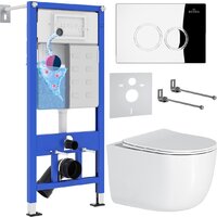 Унитаз подвесной Roxen Vortex Tornado в комплекте с инсталляцией StounFix Dual Fresh 6 в 1 964332 (кнопка: хром глянец) — Chaika Market