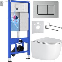 Унитаз подвесной Roxen Vortex в комплекте с инсталляцией StounFix Dual Fresh 6 в 1 968489 (кнопка: сатин) - Изображение №1 — Chaika Market