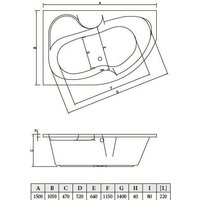 Ванна Bonito Home Arizona 150x105 R (с ножками) - Изображение №2 — Chaika Market