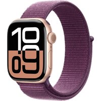 Умные часы Apple Watch Series 10 42 мм (алюминиевый корпус, розовое золото/сливовый, нейлоновый ремешок) — Chaika Market