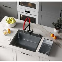Кухонная мойка Roxen Simple 560220-50B PVD графит (с коландером и дозатором) - Изображение №2 — Chaika Market