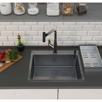 Кухонная мойка Roxen Simple 560220-50B PVD графит (с коландером и дозатором) - Изображение №3 — Chaika Market