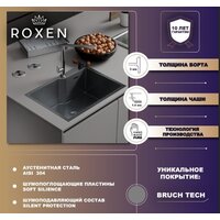 Кухонная мойка Roxen Simple 560220-50B PVD графит (с коландером и дозатором) - Изображение №5 — Chaika Market