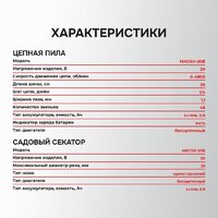  Profipower ProfiSet-2G20 E0217 (цепная пила, секатор, 2 АКБ) - Изображение №5 — Chaika Market