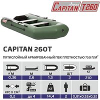 Моторно-гребная лодка Тонар Капитан 260Т (зеленый) - Изображение №7 — Chaika Market
