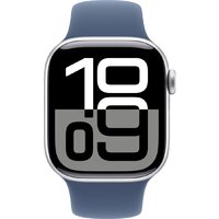 Умные часы Apple Watch Series 10 42 мм (алюминиевый корпус, серебристый/синий, спортивный силиконовый ремешок S/M) - Изображение №2 — Chaika Market