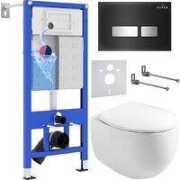 Унитаз подвесной Roxen Egg в комплекте с инсталляцией StounFix Dual Fresh 6 в 1 964256 (кнопка: черное стекло) — Chaika Market