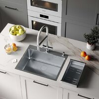 Кухонная мойка Roxen Simple 560220-55 сатин (с коландером и дозатором) - Изображение №2 — Chaika Market