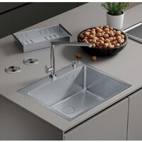 Кухонная мойка Roxen Simple 560220-55 сатин (с коландером и дозатором) — Chaika Market