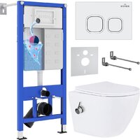 Унитаз подвесной Roxen Antares Bidet в комплекте с инсталляцией StounFix Dual Fresh 6 в 1 934445 (кнопка: белый глянец) - Изображение №2 — Chaika Market