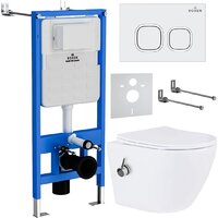Унитаз подвесной Roxen Antares Bidet в комплекте с инсталляцией StounFix Dual Fresh 6 в 1 934445 (кнопка: белый глянец) — Chaika Market
