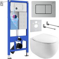 Унитаз подвесной Roxen Egg в комплекте с инсталляцией StounFix Dual Fresh 6 в 1 968442 (кнопка: сатин) — Chaika Market