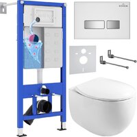 Унитаз подвесной Roxen Egg в комплекте с инсталляцией StounFix Dual Fresh 6 в 1 964245 (кнопка: белое стекло) — Chaika Market