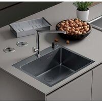 Кухонная мойка Roxen Simple 560220-55B PVD графит (с коландером и дозатором) — Chaika Market