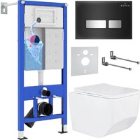 Унитаз подвесной Roxen Boro One Rimless 6 в 1 StounFix Dual Fresh 649644 (чёрное стекло) — Chaika Market