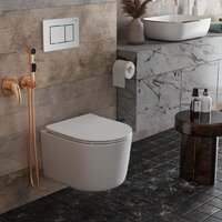 Унитаз подвесной Roxen Simple compact в комплекте с инсталляцией StounFix Dual Fresh 6 в 1 968486 (кнопка: сатин) - Изображение №2 — Chaika Market