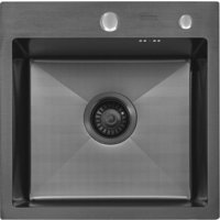 Кухонная мойка ARFEKA ECO AR 450*450 BLACK PVD NANO DECOR MILLET GRAINS (настольная) - Изображение №2 — Chaika Market