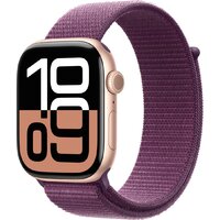 Умные часы Apple Watch Series 10 46 мм (алюминиевый корпус, розовое золото/сливовый, нейлоновый ремешок) - Изображение №1 — Chaika Market