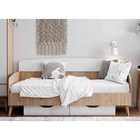 Кровать-тахта Мебельград Калгари 90x200 (дуб натуральный светлый/белый матовый) - Изображение №3 — Chaika Market