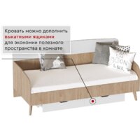 Кровать-тахта Мебельград Калгари 90x200 (дуб натуральный светлый/белый матовый) - Изображение №4 — Chaika Market