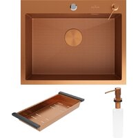 Кухонная мойка Roxen Snake 560220-60-BRS бронзовая/текстурная (с коландером и дозатором) - Изображение №6 — Chaika Market