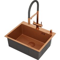 Кухонная мойка Roxen Snake 560220-60-BRS бронзовая/текстурная (с коландером и дозатором) - Изображение №7 — Chaika Market