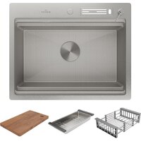 Кухонная мойка Roxen Stage 560250-60-S текстурный сатин (с держателем для ножей и аксессуарами) - Изображение №4 — Chaika Market