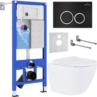 Унитаз подвесной Roxen Antares One Rimless 6 в 1 StounFix Dual Fresh 506406 (кнопка: черный матовый) — Chaika Market