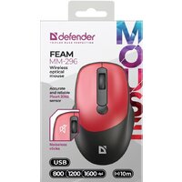 Мышь Defender Feam MM-296 (черный/красный) - Изображение №3 — Chaika Market