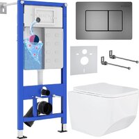 Унитаз подвесной Roxen Boro One Rimless 6 в 1 StounFix Dual Fresh 621774 (оружейная сталь/металл) — Chaika Market