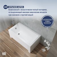 Ванна Lauter Estelle 120 21206020 (с ножками и серым подголовником) - Изображение №4 — Chaika Market