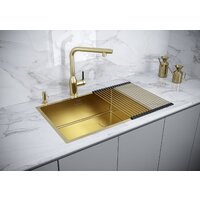 Кухонная мойка Paulmark NEXT-SKEW 58 Uni PM885844-BG (золото/брашированное золото) - Изображение №6 — Chaika Market
