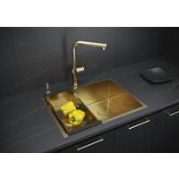 Кухонная мойка Paulmark NEXT-SKEW 58 Uni PM885844-BG (золото/брашированное золото) - Изображение №3 — Chaika Market