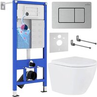 Унитаз подвесной Roxen Antares в комплекте с инсталляцией StounFix Dual Fresh 6 в 1 968421 (кнопка: сатин) — Chaika Market