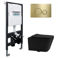 Унитаз подвесной Abber Rechteck AC1201MB-AC0105-AC0121MMG (с кнопкой смыва) — Chaika Market