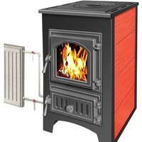 Свободностоящая печь-камин Везувий ПК-01(270) 9 кВт (с плитой и т/о, красный) — Chaika Market