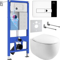 Унитаз подвесной Roxen Egg в комплекте с инсталляцией StounFix Dual Fresh 6 в 1 964205 (кнопка: хром глянец) — Chaika Market
