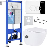 Унитаз подвесной Roxen Antares Bidet в комплекте с инсталляцией StounFix Dual Fresh 6 в 1 926249 (кнопка: хром глянец) — Chaika Market
