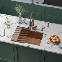 Кухонная мойка Roxen Uno 560210-54-BRS PVD бронзовая/текстурная (с ролл-матом и дозатором) — Chaika Market