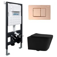 Унитаз подвесной Abber Rechteck AC1201MB-AC0105-AC0120RG (с кнопкой смыва) — Chaika Market