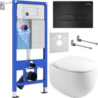Унитаз подвесной Roxen Egg в комплекте с инсталляцией StounFix Dual Fresh 6 в 1 964195 (кнопка: черный матовый) — Chaika Market